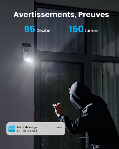 2K (3MP) Camera Surveillance Wifi Exterieure Sans Fil Solaire | Détection Humaine IA, Nocturne Couleur, Recharge Faible Luminosité, Installation Facile, Wifi 6, Sans Abonnement, 2 Pièces