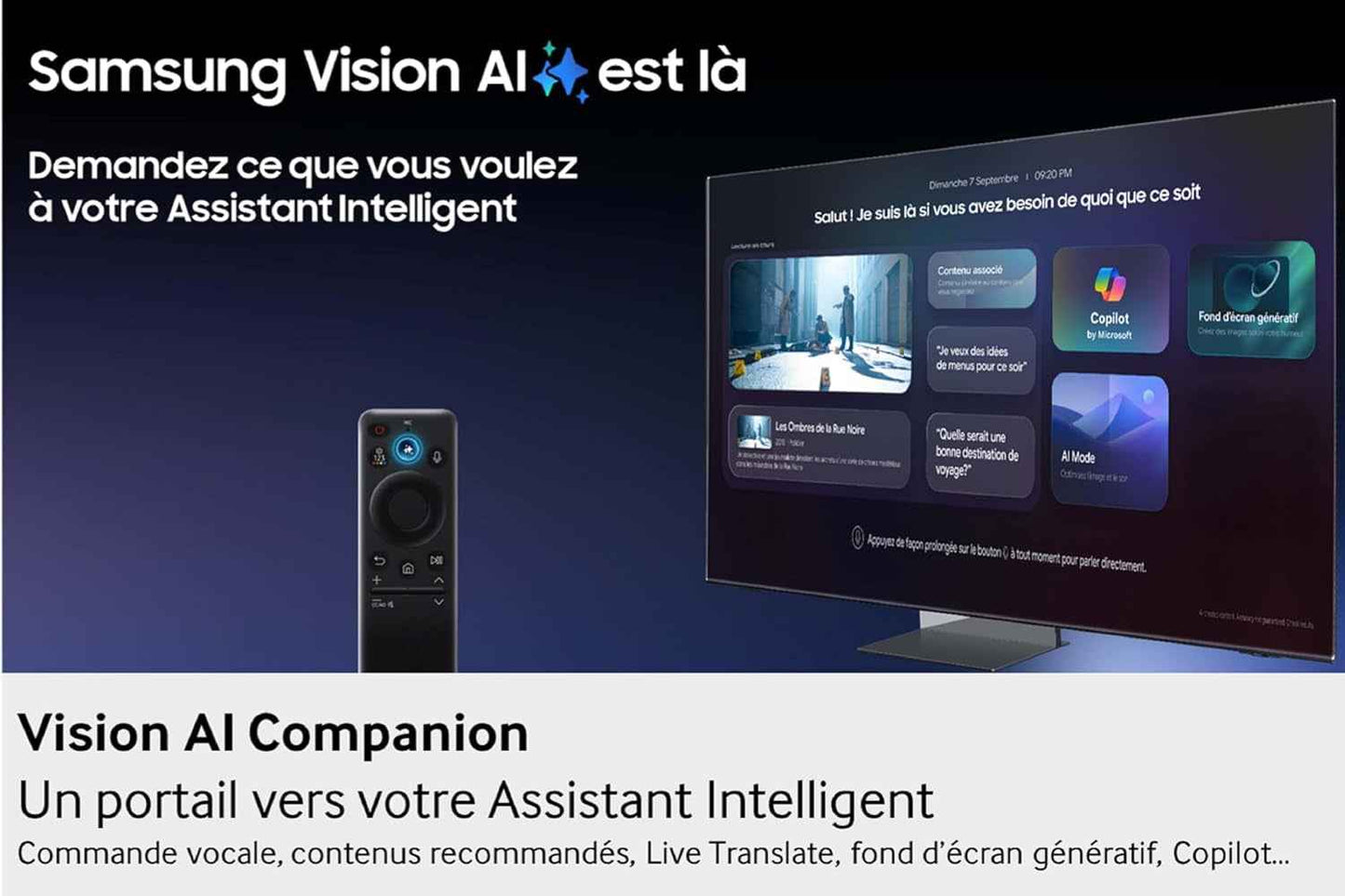 TV AI 43 Pouces QLED 43Q8F 4K Smart TV, Quantum Dots, Q4 AI Processor, Wifi, Airplay, HDR, Q-Symphony, OTS Lite, Knox Security, Gaming Hub, Bixby, Application Opérateurs Intégrées