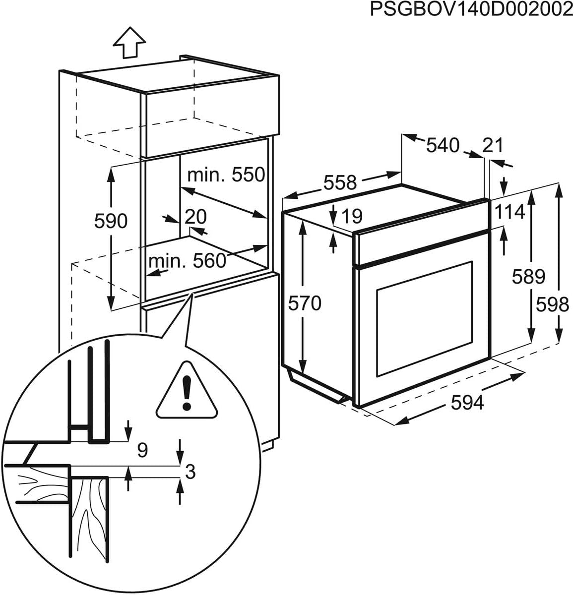 Zanussi ZOHNC0X1 Four Multifonction, 4 Fonctions, Commandes Fixes, Anti-Traces De Doigts, 2 Niveaux De Cuisson, Ventilateur Tangentiel, Porte Facile À Nettoyer, Inox, 53 Litres [Classe D'Efficacité