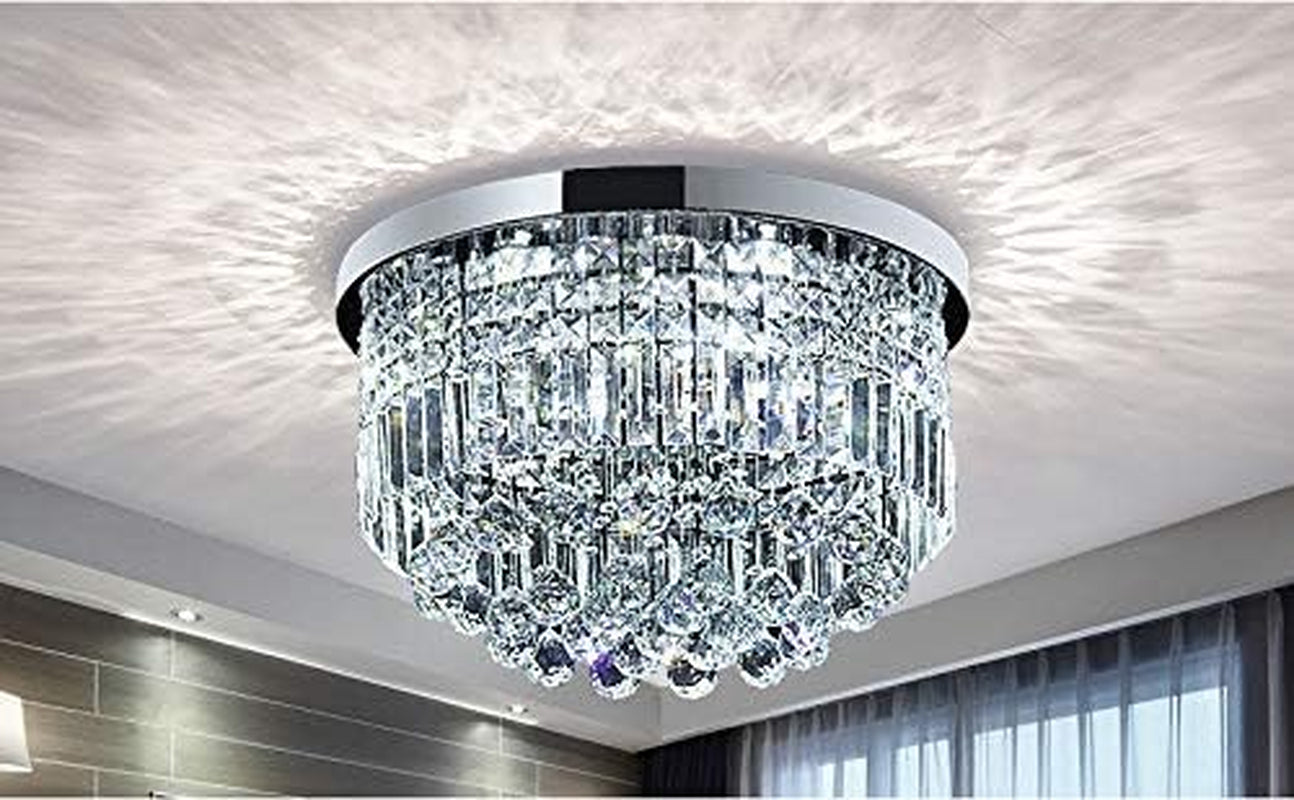 Lustre De Gouttes De Pluie En Cristal Clair Moderne Éclairage Encastré Montage LED Plafonnier Pour La Salle À Manger Salle De Bains Chambre Salon E14 Ampoules Requis