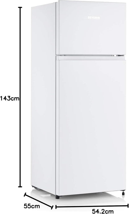 Réfrigérateur Congélateur 2 Portes, Pose Libre, Longueur 55 Cm, 206 Litres, Classe E, Veggibox Incluse, Blanc, DT 8760
