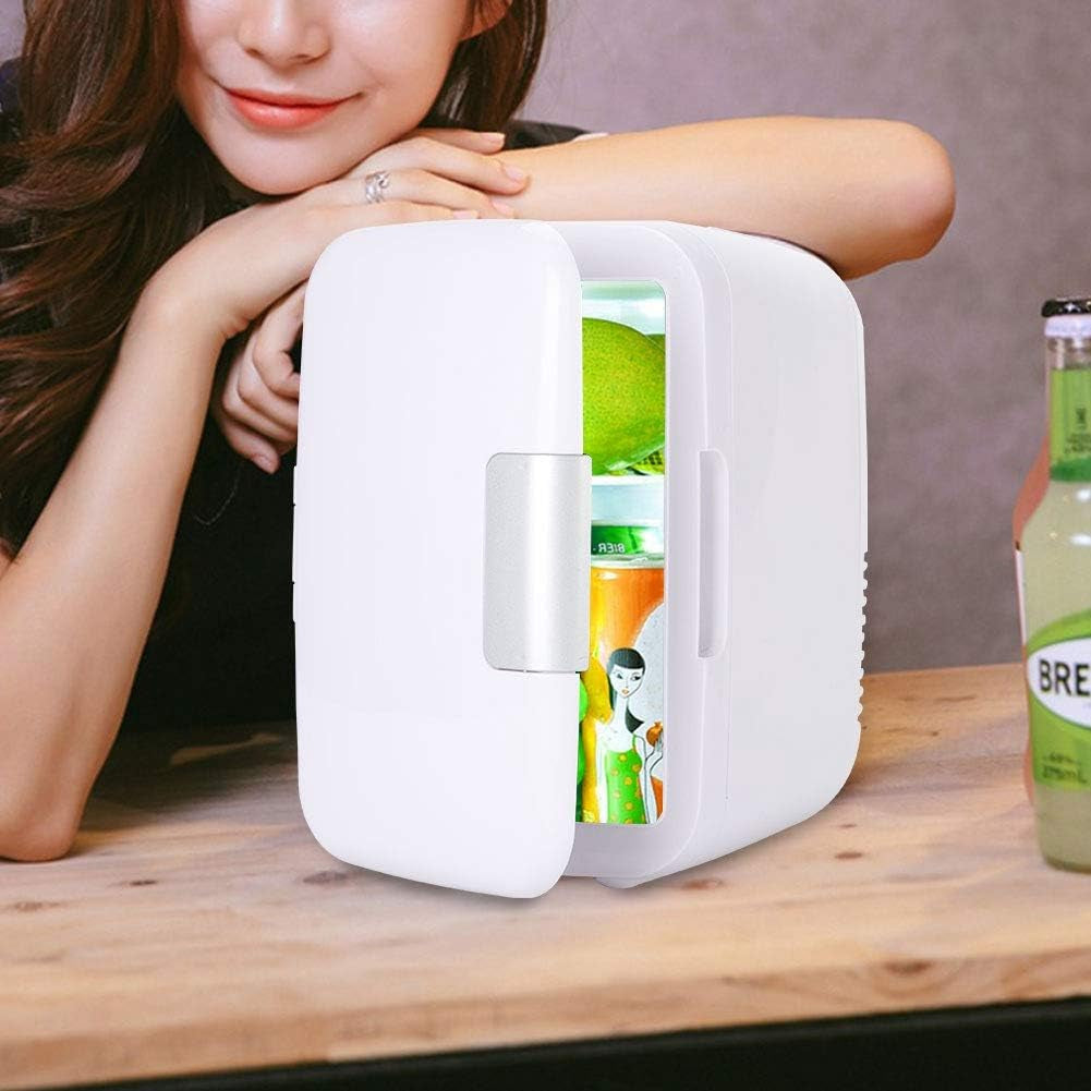 Mini Réfrigérateur De Voiture De Réfrigérateur 4 Litres/6 Bidons Refroidisseur Électrique Et Système Thermoélectrique Portatif plus Chaud Pour La Voiture(Blanc)