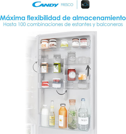 CCE4T618EW Réfrigérateur Combiné - Total Nofrost Circle+, 344L, Stockage Flexible, Wi-Fi, Étagères Safety Glass, Lumières LED, Portes Réversibles, 39 Dba, Classe E, Blanc