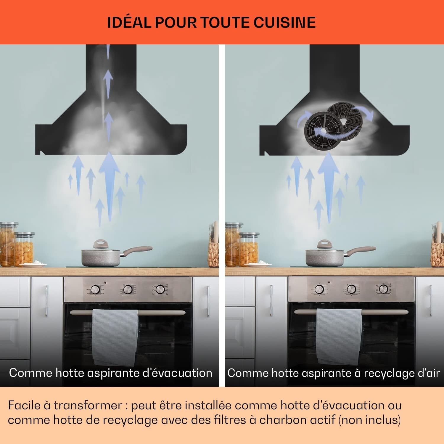 Hotte Aspirante 90Cm, Hottes De Cuisine Inclinées, Filtre De Hotte En Aluminium, Débit D'Air Puissant 641M³/H, LED, Ecran Tactile, Extracteur D'Air Silencieux, Efficace Avec Evacuation