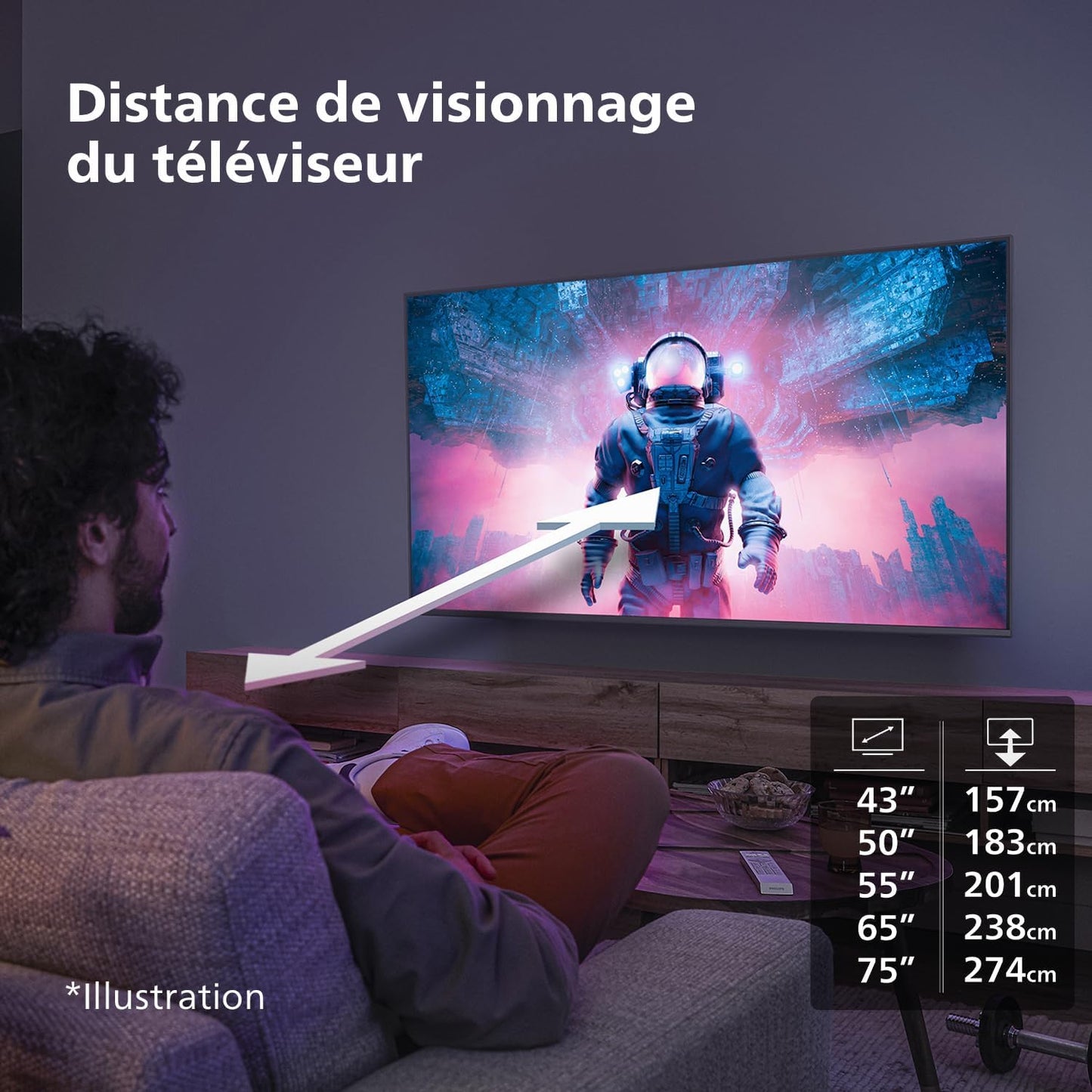 Philips 50PUS7609 Smart TV LED 4K - Écran 50 Pouces Avec Plate-Forme Pixel Precise Ultra HD Titan OS Et Son Dolby Atmos, Fonctionne Avec Alexa Et L’Assistant Vocal Google - Gris Anthracite