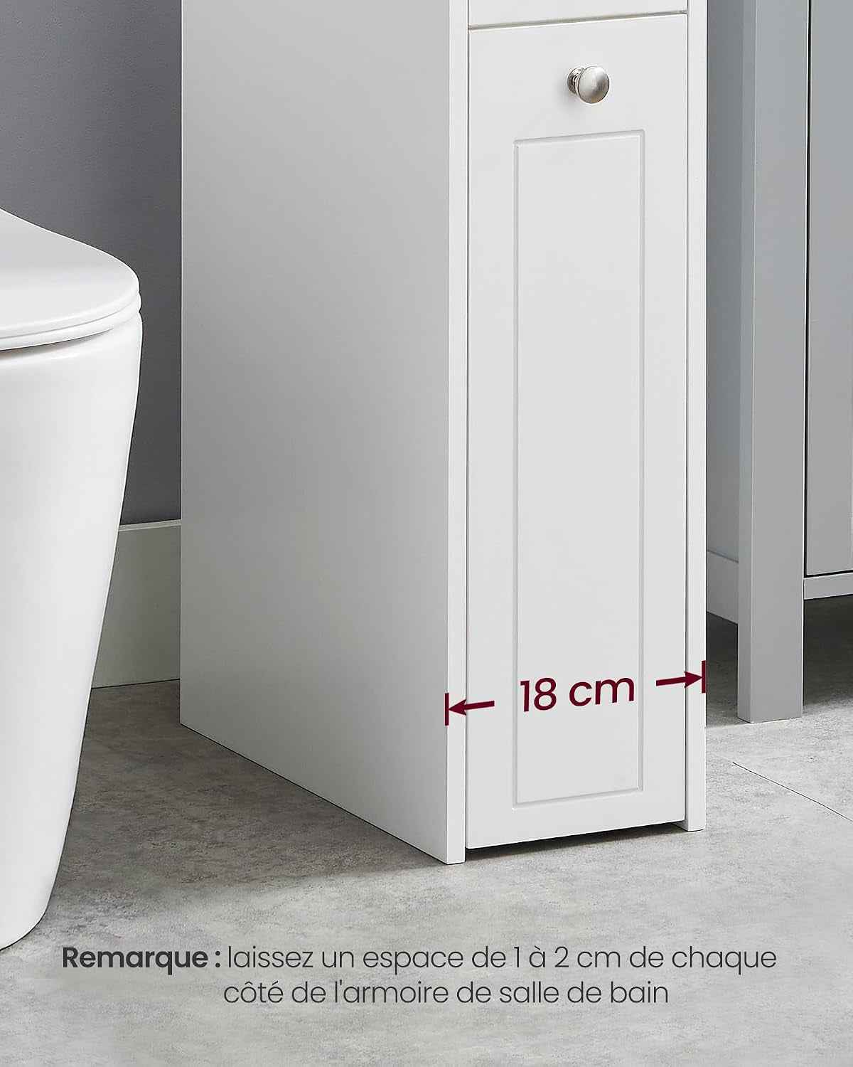 Petit Meuble De Salle De Bains, Placard Étroit, Petit Meuble De Rangement Pour Papier Toilette, Armoire De Toilette Avec Tiroir, Commode Sur Pieds, Pour Petits Espaces, Blanc BBC847P31