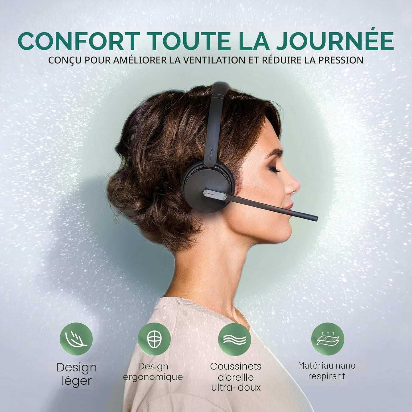 WH64 Casque Sans Fil DECT & Bluetooth, Casque Avec Microphone | Mono,Certifié Teams,185M Portée,3 Micros Antibruit,26H Conversation,Casque Pour Téléphone Ip,Pc,Laptop