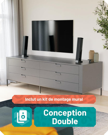 Barre De Son Home Cinema Sans Fil, Enceinte Pour Téléviseur SB80 | Barre De Son Avec Caisson De Basses Bluetooth 5.1 | HDMI Arc, Optique, AUX, USB Soundbar | Haut Parleurs TV | Support Mural