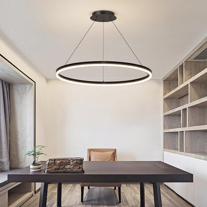 60Cm Luminaires Suspendus Pour Table À Manger Ronde, Lustre À Gradation De 10% À 100% Lampe Pendante De Cuisine LED 3000K/4500K/6500K Luminaire Suspendu Réglable En Hauteur Pour L'Île