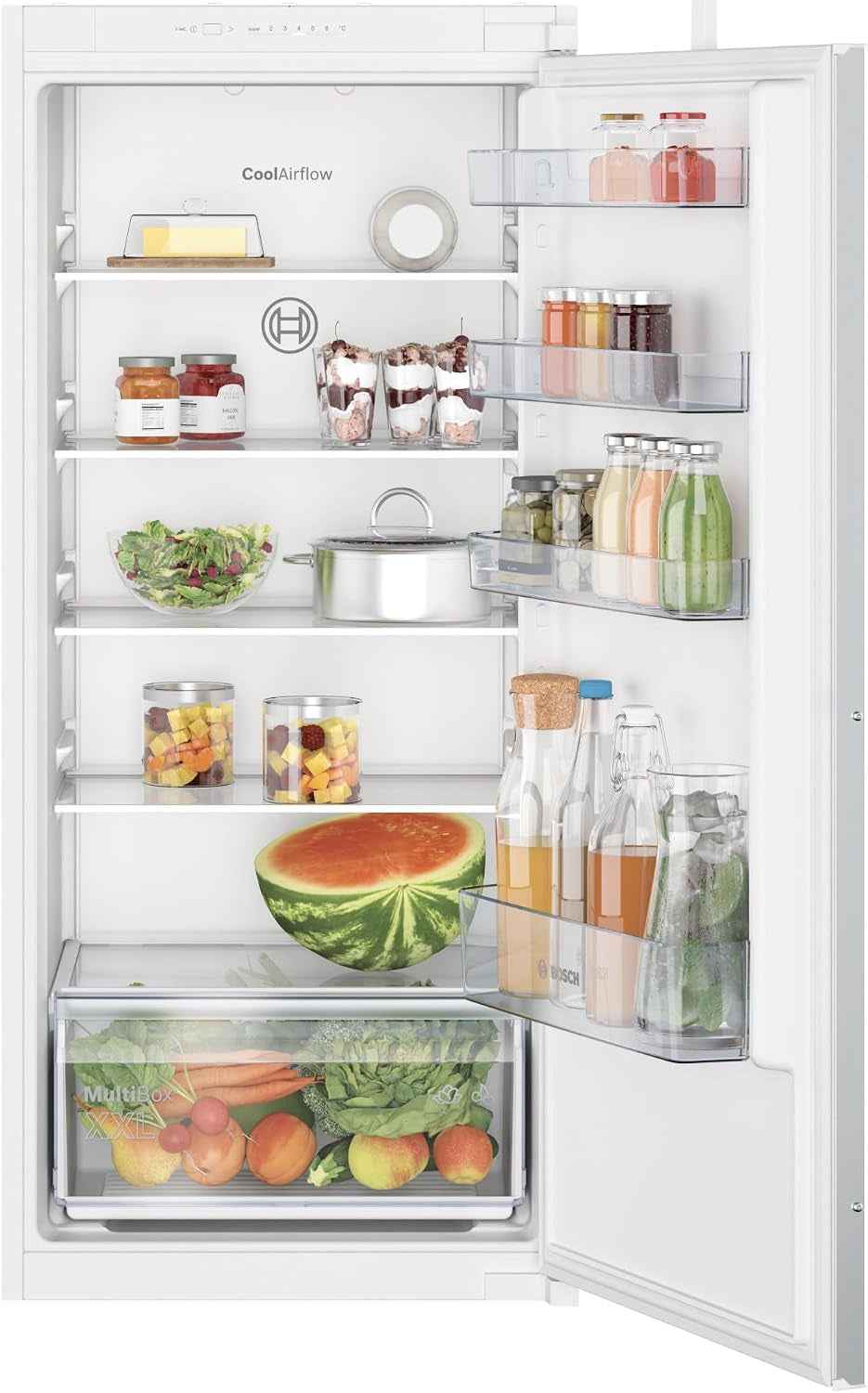 Bosch KIR41NSE0 Série 2 - Réfrigérateur, Encastrable, Coolairflow | 122,1 X 54,1 Cm, 204 L, Home Connect, Éclairage LED, Fonction Super Réfrigération, Noise Class B (30-35 Db)