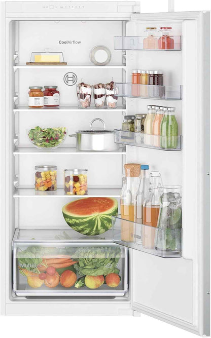 Bosch KIR41NSE0 Série 2 - Réfrigérateur, Encastrable, Coolairflow | 122,1 X 54,1 Cm, 204 L, Home Connect, Éclairage LED, Fonction Super Réfrigération, Noise Class B (30-35 Db)