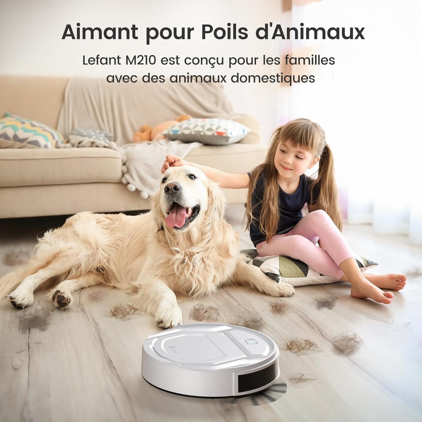 Aspirateur Robot, Robot Aspirateur Autonomie Mince Silencieux, Connecté Avec Wifi/Alexa/App, 3 Modes D'Aspirations, Programmable, Idéal Pour Les Poils D'Animaux Tapis Sols Durs, M210 Blanc