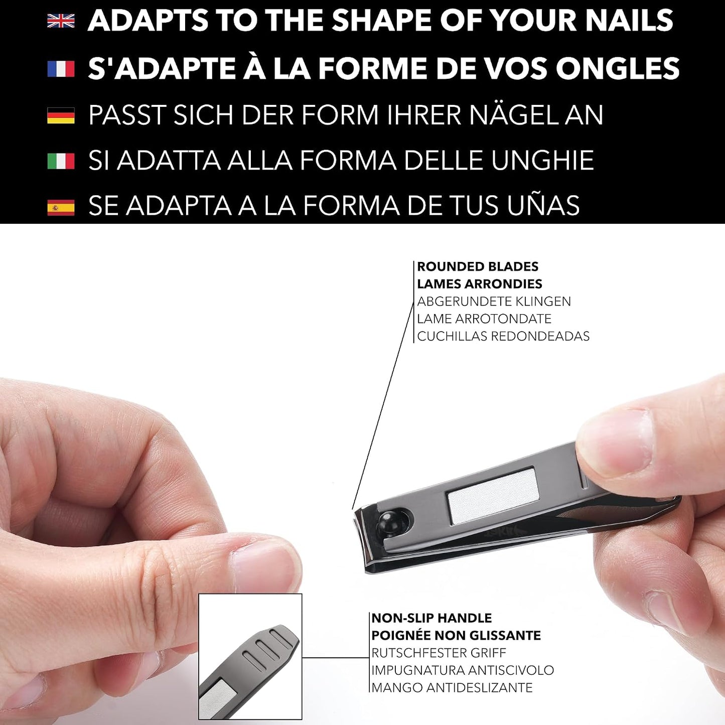 Coupe Ongle Professionnel En Acier Inoxydable [GARANTIE 5 ANS] Marque Française - Kit De 2 Coupe-Ongles Petit Et Grand - Avec Lime Intégrée Et Étui De Rangement