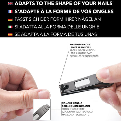 Coupe Ongle Professionnel En Acier Inoxydable [GARANTIE 5 ANS] Marque Française - Kit De 2 Coupe-Ongles Petit Et Grand - Avec Lime Intégrée Et Étui De Rangement