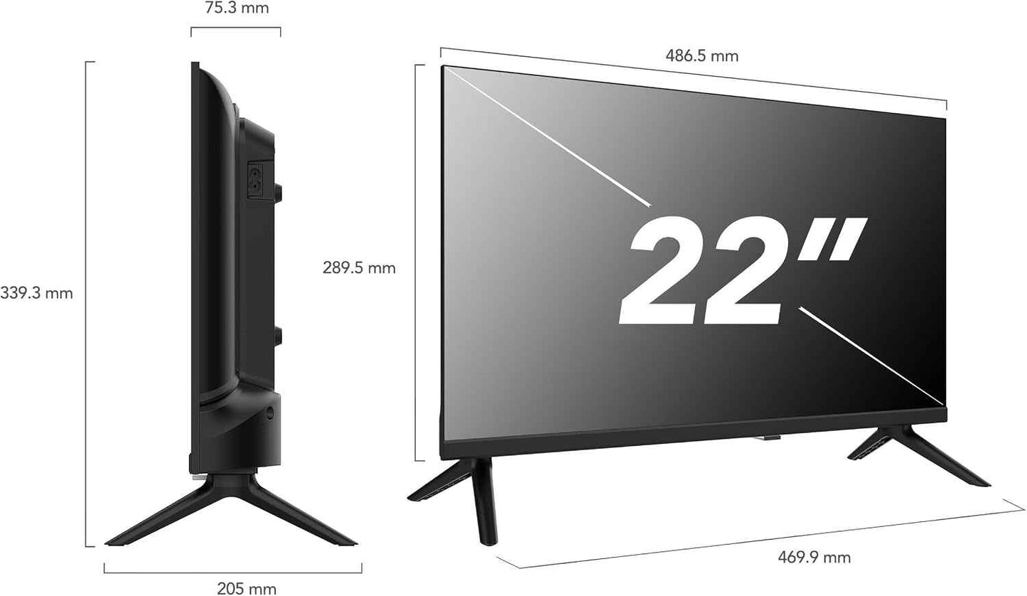 TV LED Full HD 22" (55 Cm) 22FN01V, HDMI, USB, Résolution: 1920 * 1080, Modèle 2024