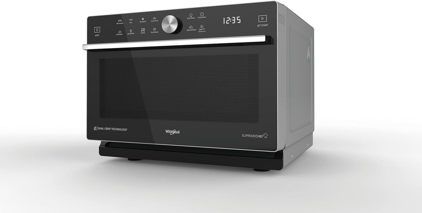 Whirlpool MWP 339 SB Micro-Onde Combiné 33L 900W Noir, Argent - Micro-Ondes (Micro-Onde Combiné, 33 L, 900 W, Rotatif, Tactil, Noir, Argent, 1200 W)