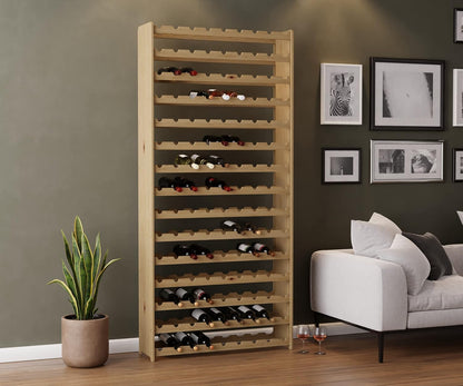 Série RW Étagère À Vin En Bois Pour Bouteilles, Anthracite, Marron, Naturel, RW-3, 13-15 Couchés, Pour 91-135 Bouteilles, Vin, Porte-Bouteilles (Naturel, RW-3-135, 198 X 92 X 26,5, Pour 135