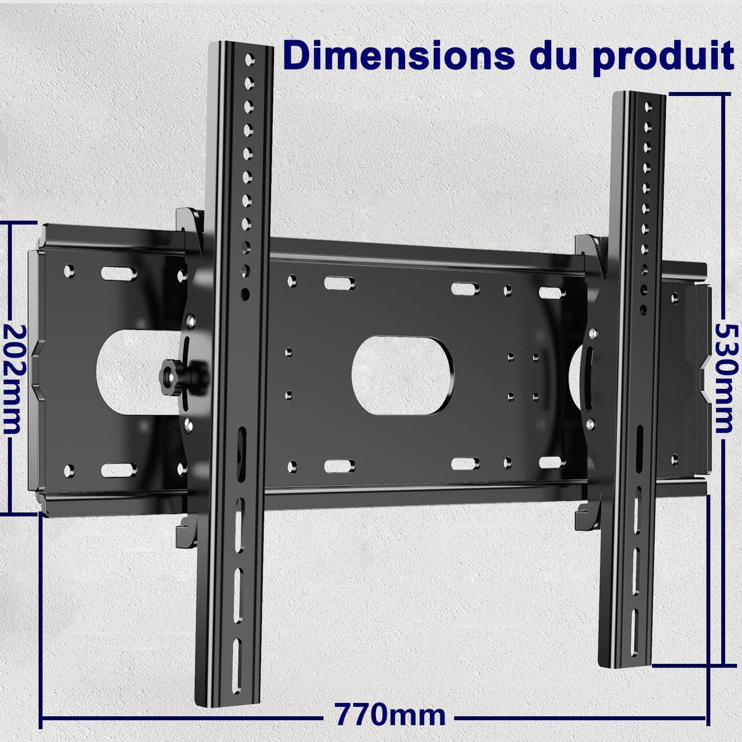 Support Mural TV Grande Taille Inclinable Pour La Plupart 42 À 85", VESA Jusqu’À 700X500Mm Et Charge Maximale 84KG, 55 58 60 65 70 75 80 Pouces Réglable Rack Mural Pour Tv,Fixation Mural TV