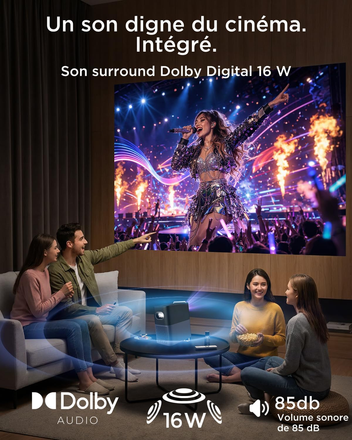 A1S Vidéoprojecteur 4K Supporté, Projecteur Home Cinéma Natif 1080P, 600 ISO Lumens, Smart Google TV Intégrée, Auto Focus & Keystone, Wifi 5G, Bluetooth 5.1