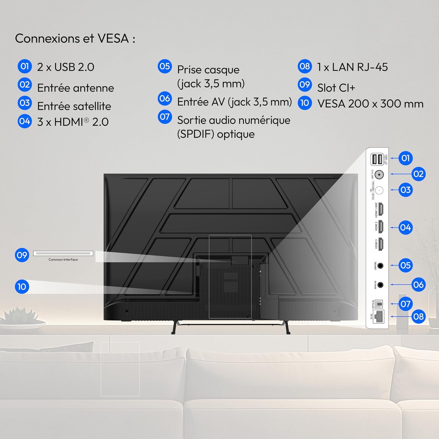 125.7 Cm 50" Téléviseur QLED Ultra HD Smart TV Dolby Vision HDR Dolby Atmos Vida Store Prime Video Disney+ DAZN Hbbtv PVR Bluetooth HD+, MD850602