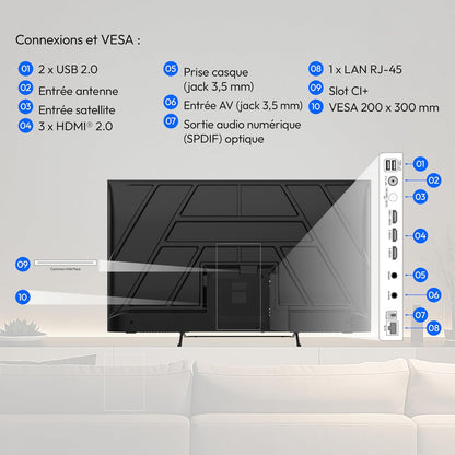 125.7 Cm 50" Téléviseur QLED Ultra HD Smart TV Dolby Vision HDR Dolby Atmos Vida Store Prime Video Disney+ DAZN Hbbtv PVR Bluetooth HD+, MD850602