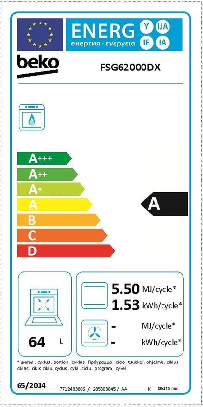 Beko Fsg62000Dx Libre Installation Plan Cuisson À Gaz À Acier Inoxydable Cuisine