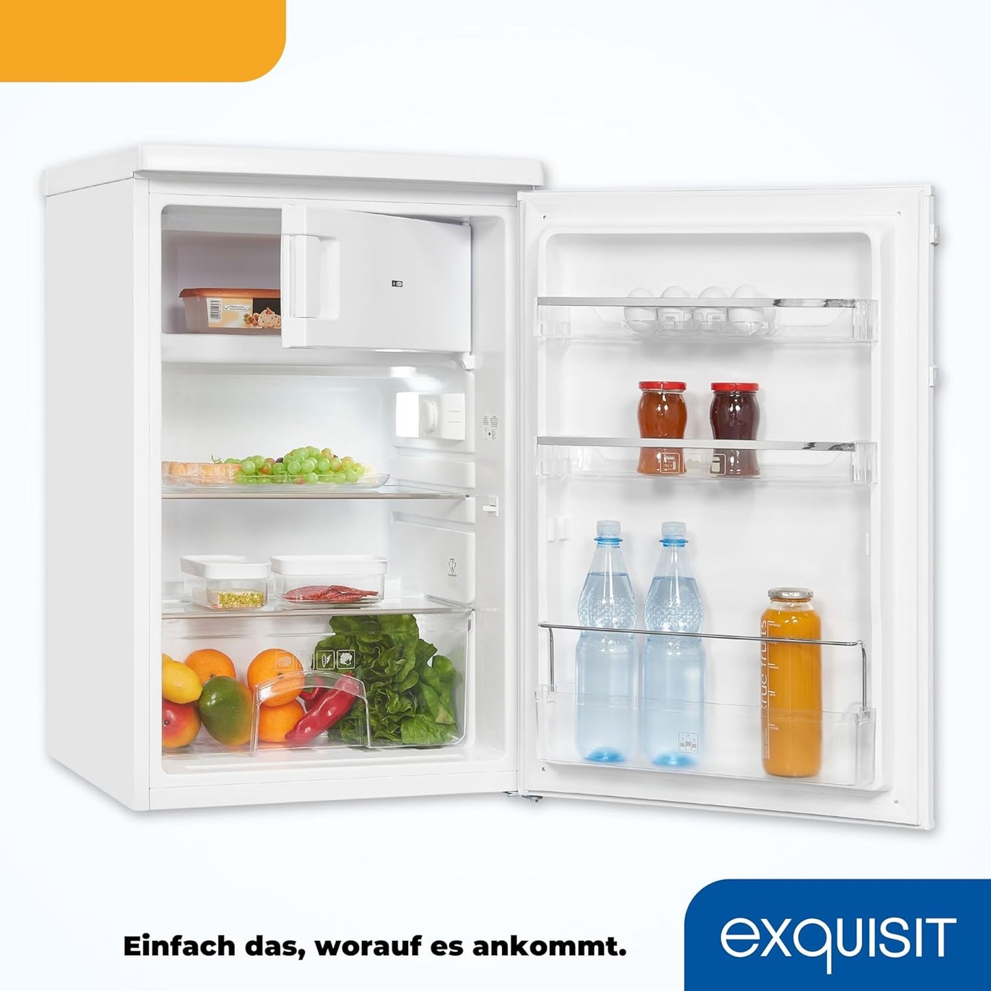 Exquisit Réfrigérateur Table Top KS16-4-HE-040D Blanc | Classe D Très Efficace | Sous Comptoir Avec Congélateur | 109 Litres De Capcité Nette