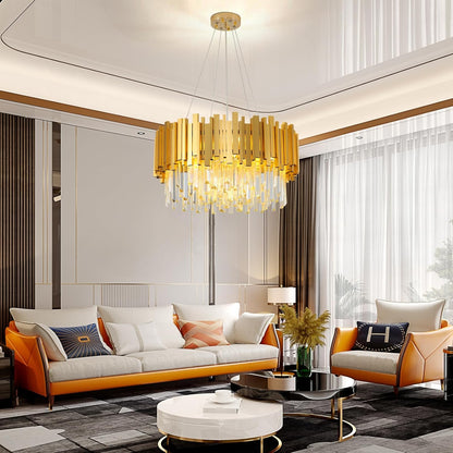 Lustre En Cristal Moderne,2 En 1 Chandelier En Cristal Moderne Pendentif En Or,9Xe14 Lampe À Pendentif En Cristal Rond Pour Salle À Manger, Cuisine, Salon, Chambre, Couloir(55 * 55 Cm,Or)