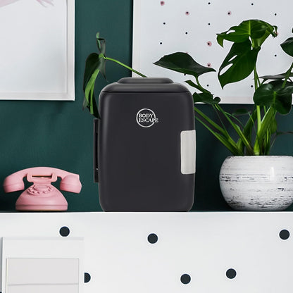 Body Escape Mini Réfrigérateur Beauté Pour Soins De La Peau - Mini Réfrigérateurs Beauté - Petit Réfrigérateur Rétro, Portable, Compact Et Silencieux Pour Le Maquillage - 5L- Mono Noir