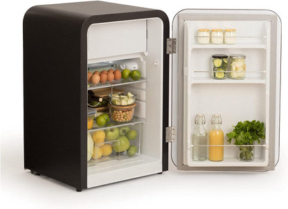 / RETRO FRIDGE 83.5 ROSE Gold/Réfrigérateur Noir Avec Poignée or Rose/Pratique Et Fonctionnel, Matériaux Résistants