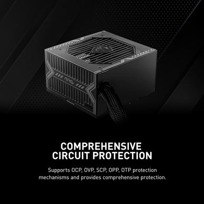 MSI MAG A650BN Alimentation ATX, 80 plus Bronze | 650W, Rail Unique 12V, Circuit DC Vers DC, Ventilateur 120Mm, Garantie 5 Ans