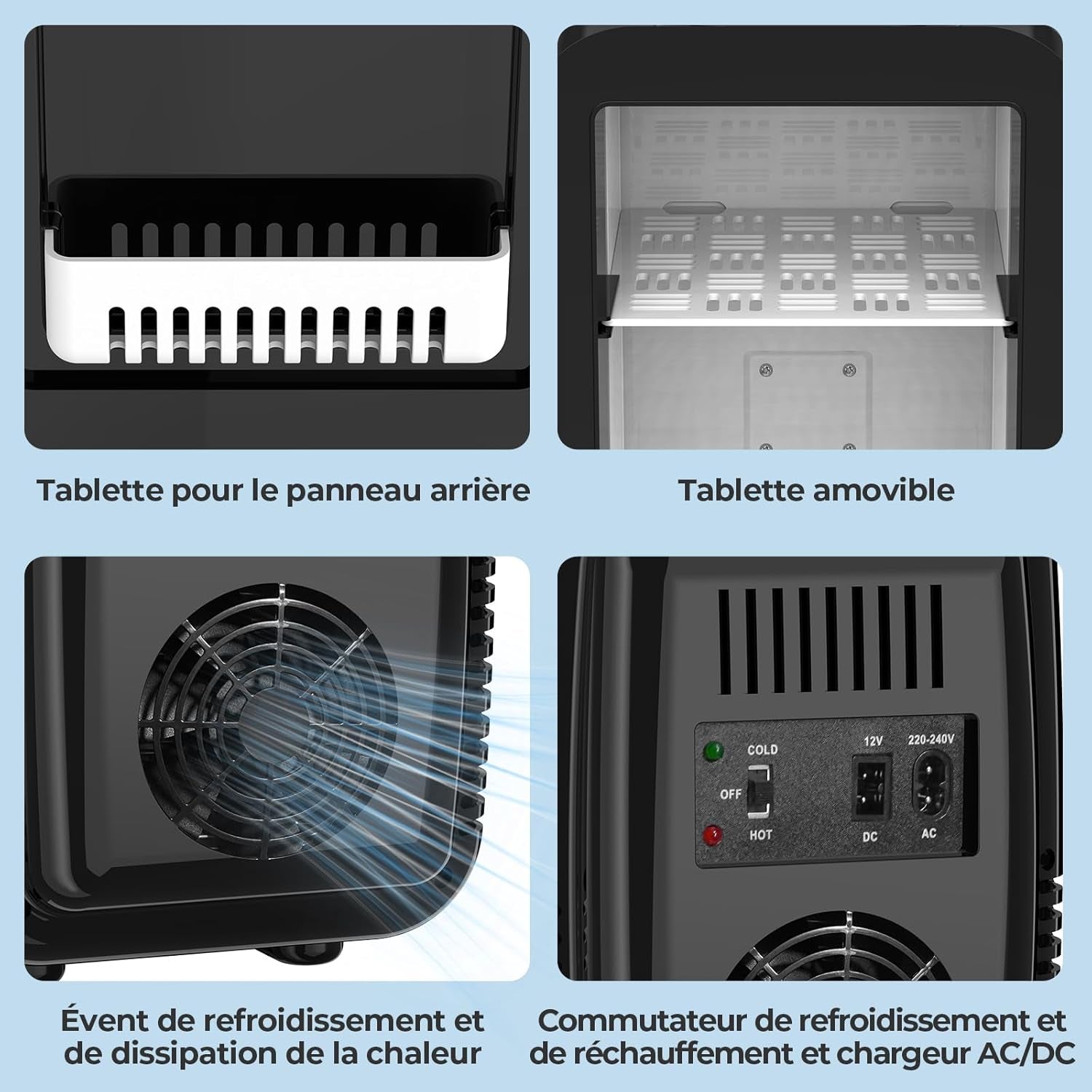Tiastar Mini Frigo Portable, 4 Litres /6 Boîtes Boissons & Soin De La Peau Mini Petit Frigo Pour Chambre, Voiture, Bureau, Deux Vitesses - Refroidisseur Et Réchauffeur (Noir)