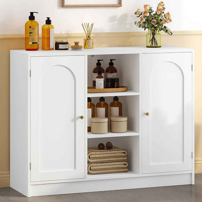 Meuble Salle De Bain, Meuble De Rangement Avec Étagère Réglable | Armoire Sur Pied Avec Arquées Et 3 Étagères Ouvertes, Pour Salle De Bain, Salon, 30 X 100 X 81,5 Cm, Blanc SC21203X