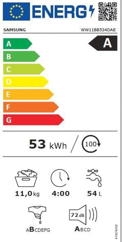Machine À Laver Avec Technologie Spacemax™, 11 Kg, 1 400 Tr/Min, Efficacité Énergétique A, Intelligence Artificielle Et Smartthings™, AI Ecobubble, Doseur Automatique, Programmes De Vapeur,