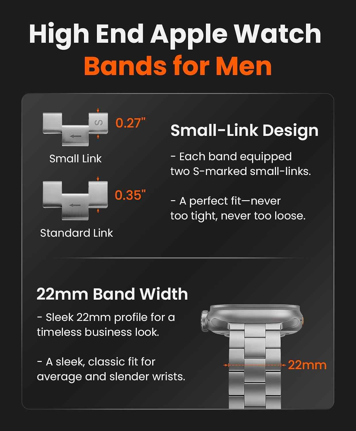 CRNS03 Bracelet En Titane Pour Apple Watch Ultra 3/2/1 49Mm & Series 11/10 46Mm, Bracelet Iwatch Ultra Ajustable Avec Fermoir Papillon, Bracelet De Montre Titane Homme Confortable