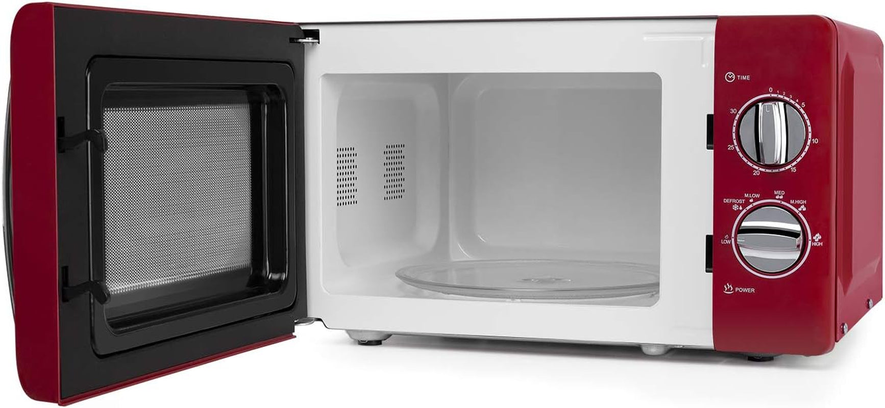 MI2020 Four À Micro-Ondes, 20 L De Capacité, 6 Niveaux De Fonctionnement, Minuterie Jusqu’À 30 Min, Modèle Vintage, 700 W, Acier, Rouge