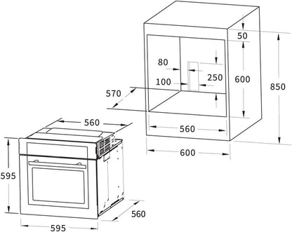 Cuisinière: 60Cm Four Encastrable EB8010ED + 77Cm Plaque Induction IND7705FZ / Gril/Circulation De L'Air/Air Chaud/Tiroirs Télescopiques/Timer Automatique / SET80103FZ
