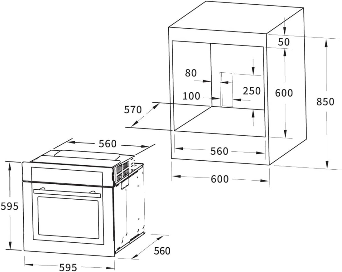 Four Encastrable 60 Cm / 70L / 2,8Kw / Gril/Circulation De L'Air/Air Chaud/Tiroirs Télescopiques/Timer Automatique / EB8010ED