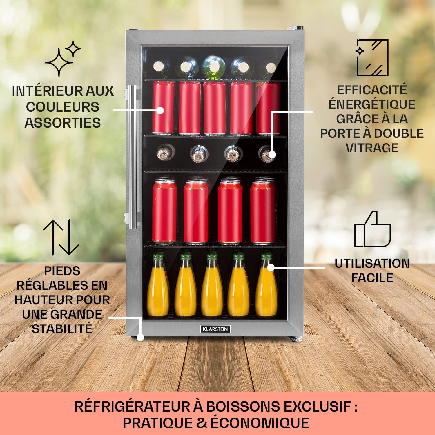 Mini Frigo De Chambre Et Bureau Pour Boisson, Petit Frigo Silencieux, Refrigerateur Mini Bar 98L, Petit Réfrigérateur Camping, Étagères Réglables Pour Le Vin, Cannette, Beer Fridge
