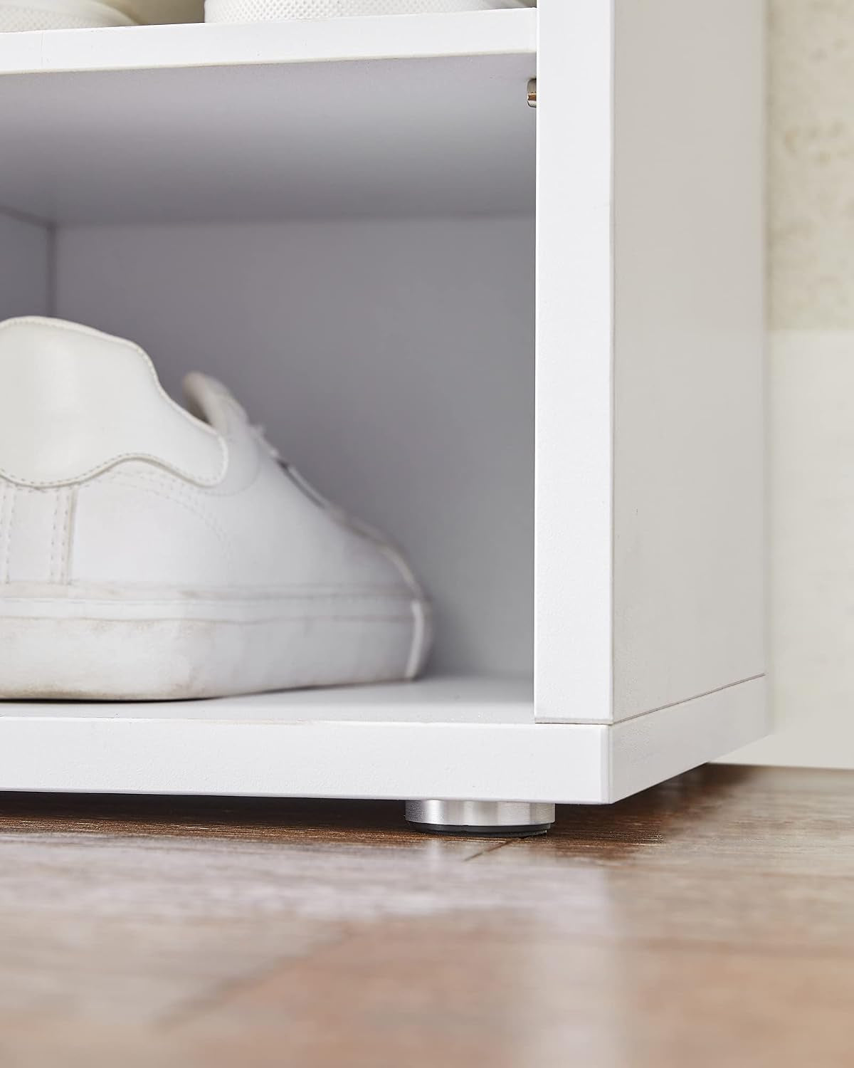 CUSTOS Collection - Banc À Chaussures, Organiseur De Chaussures Avec 15 Compartiments, Siège Rembourré, Pour Entrée, Couloir, Placard, Blanc Nuage Et Gris Tourterelle LHS015WB02