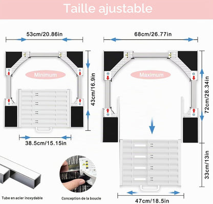 Cadre Intermédiaire Pour Laver Avec Étagère | Cadre De Connexion Universel Pour 53-68 Cm Machine À Laver, Kit Intermédiaire Avec Porte-Serviettes Extensible