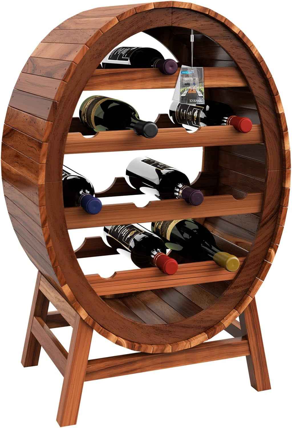 Étagère À Vin 12 Bouteilles 90X50X30Cm Range Bouteille 4 Niveaux Casier À Vin En Bois Tonneau Déco