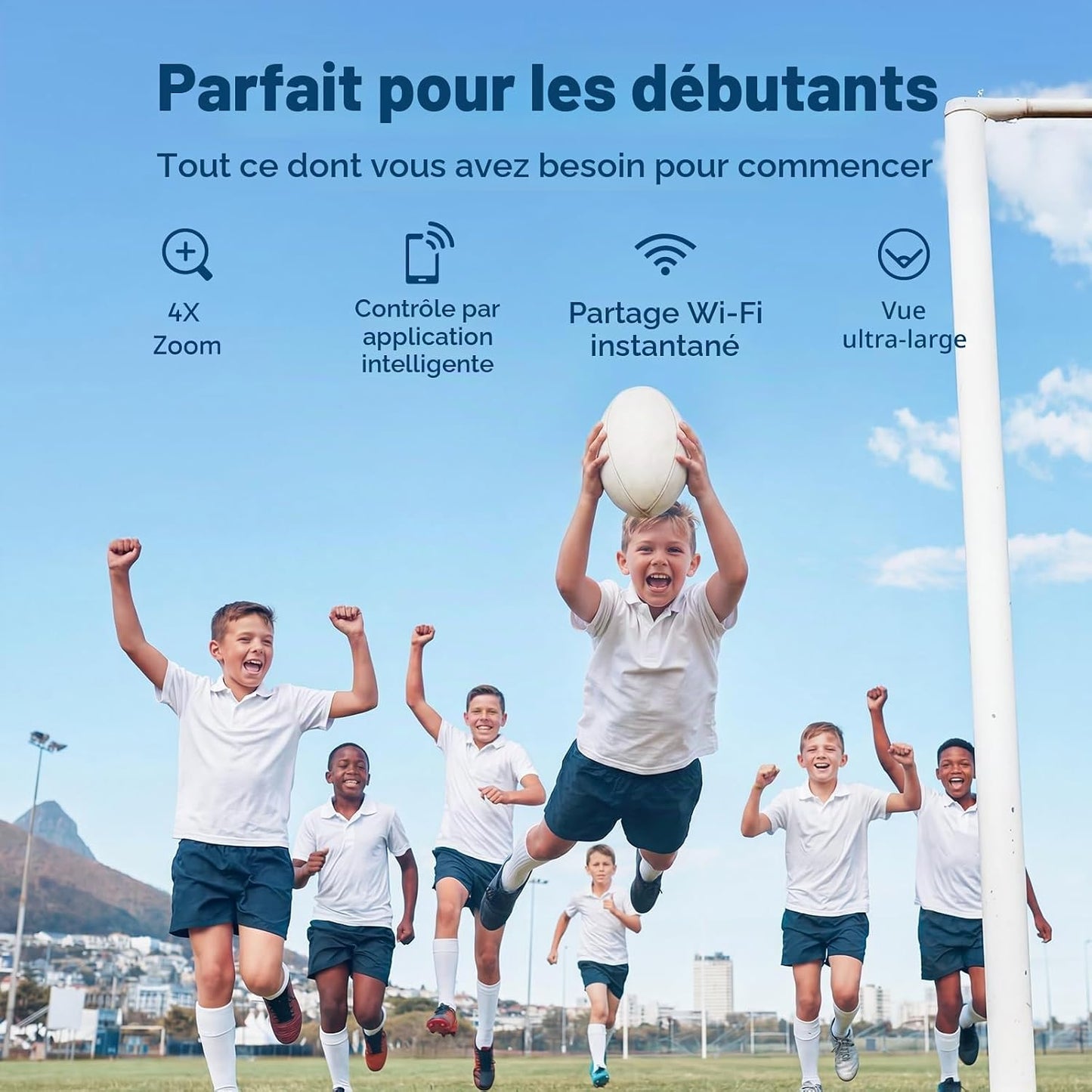 EK7000 Caméra Sport 4K 20MP Wifi Avec Carte Mémoire Microsdxc 64 Go | Action Camera 4K Étanche Jusqu'À 40M, Stabilisation EIS, Grand Angle 170°, Télécommande 2.4G, Carte 64 Go, Kit D'Accessoires