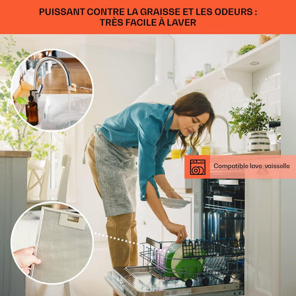 Hotte Aspirante 90Cm, Hottes De Cuisine Inclinées, Filtre De Hotte En Aluminium, Débit D'Air Puissant 641M³/H, LED, Ecran Tactile, Extracteur D'Air Silencieux, Efficace Avec Evacuation