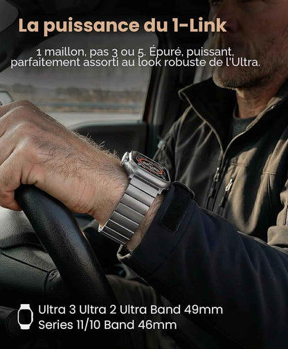 CRNS02 Bracelet En Titane Compatible Avec Apple Watch Ultra 3/2/1 49 Mm & Series 11/10 De 46 Mm – 24 Mm De Largeur, Fermoir Magnétique Réglable En Titane