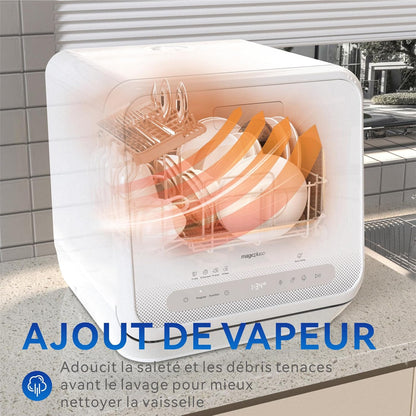 Mini Lave-Vaisselle De Table, Lave-Vaisselle Avec 6+1 Programmes, Départ Différé, Fenêtre De Visualisation, Pour La Maison Et Bureau, 4 Couverts, Avec Raccordement À L'Eau, Blanc