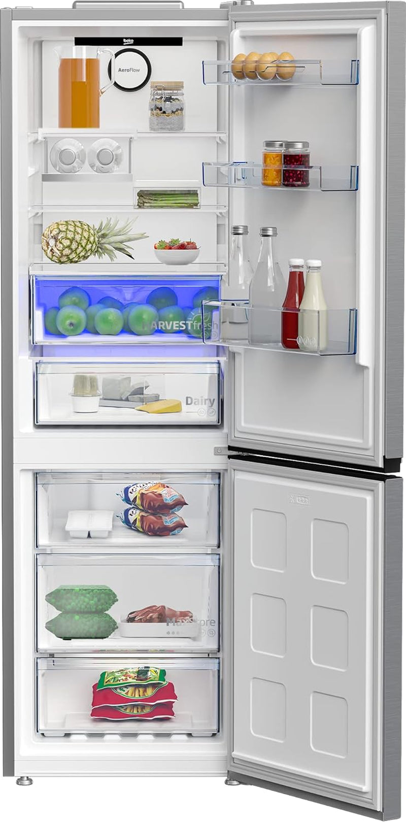 Beko Bpro 500 B5RCNE366HXB Réfrigérateur-Congélateur Autonome Grand Réfrigérateur - Réfrigérateurs-Congélateurs (316 L, Nofrost, Smooth Fit: Ouverture De Porte À 90°, 3 Tiroirs) - Zone 0°C -