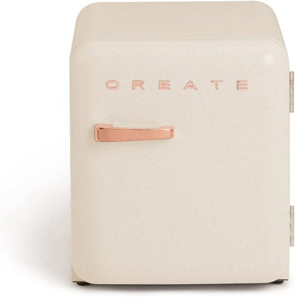 / RETRO FRIDGE 50 ROSE Gold/Réfrigérateur Blanc Cassé Avec Poignée or Rose/Pratique Et Fonctionnel, Matériaux Résistants