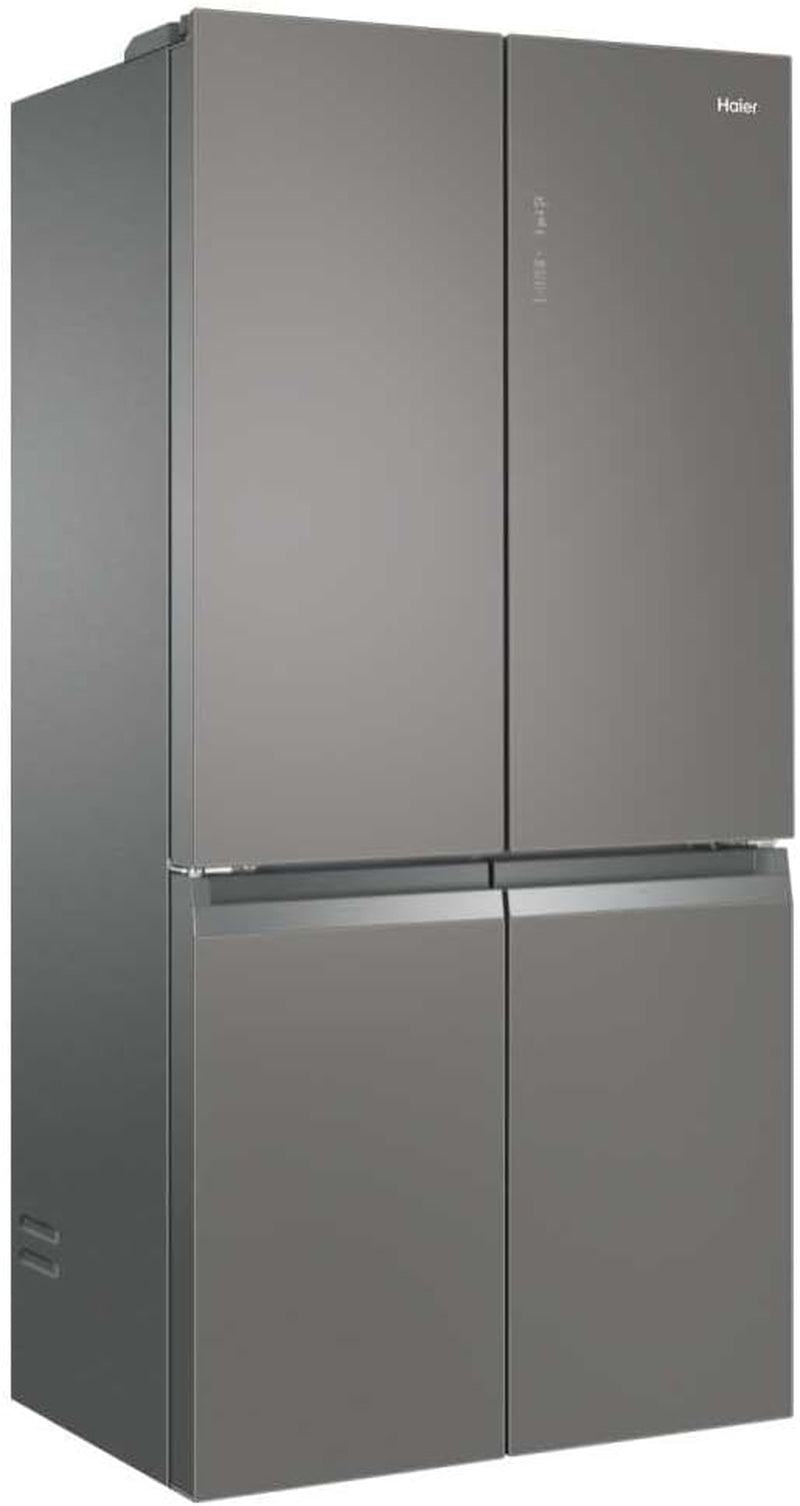 HTF-540DGG7 Réfrigérateur Combiné - Pose Libre, 528L, 4 Portes, Humidity Zone, Total No Frost Air Surround, My Zone Plus, Gris, Classe F