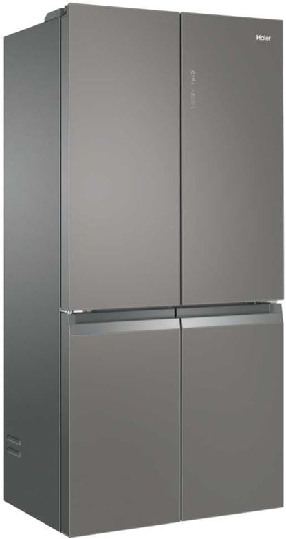 HTF-540DGG7 Réfrigérateur Combiné - Pose Libre, 528L, 4 Portes, Humidity Zone, Total No Frost Air Surround, My Zone Plus, Gris, Classe F